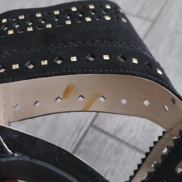 Jennifer Lopez Black Cutout Studded High Heel Sandals Size 8 - Picture 8 of 12